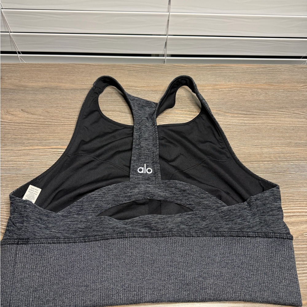 ALO Yoga Charcoal Gray Sports Bra